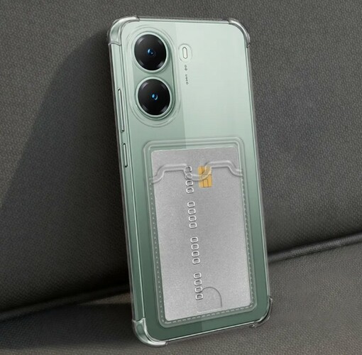 Накладка Xiaomi Poco X8 Pro 5G прозрачный с защитой камеры силикон С кардхолдером