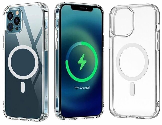 Накладка Apple iPhone 13 Pro прозрачный с защитой камеры силикон SafeMag