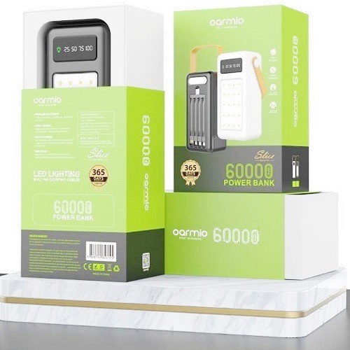 Внешний аккумулятор 60000 mAh Oarmio MXQM147A 2USB+Type-C черный LED+QC+Type-C PD 20W