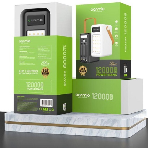 Внешний аккумулятор 120000 mAh Oarmio MXQM150A 2USB+Type-C черный LED+QC+Type-C Solar