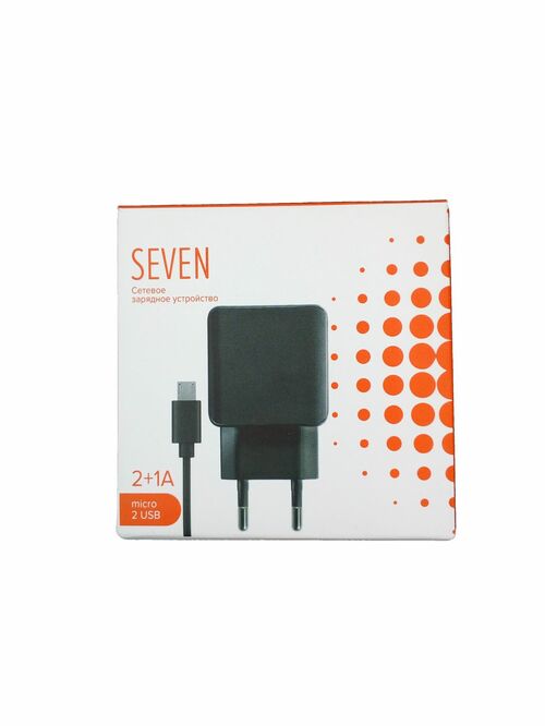 Сетевое зарядное устройство Seven 2USB Micro USB 2.1A