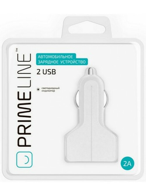 Автомобильные зарядные устройства Prime Line 2USB белый 2.1A Lightning