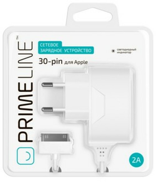 Сетевое зарядное устройство Prime Line белый 30 pin Iphone 2.1A