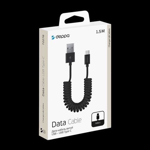 Кабель USB - Type-C Deppa витой 3A 1,5 м.