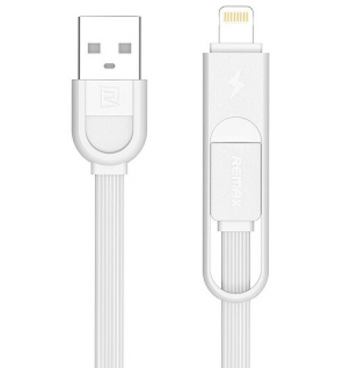 Кабель USB - 8 pin Lightning + micro USB Remax белый 1A 1 м. Usb Transformers