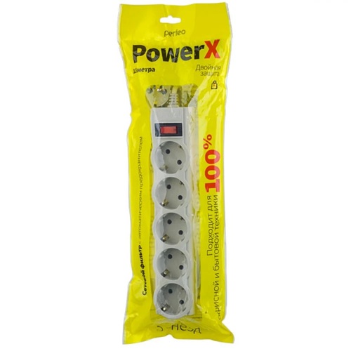 Сетевой фильтр PERFEO POWERX серый 5 м 5 розеток 2200W 10A