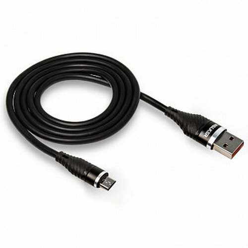 Кабель USB - micro USB Walker C735 прорезиненный черный 3.1A 1 м. мет. штекер