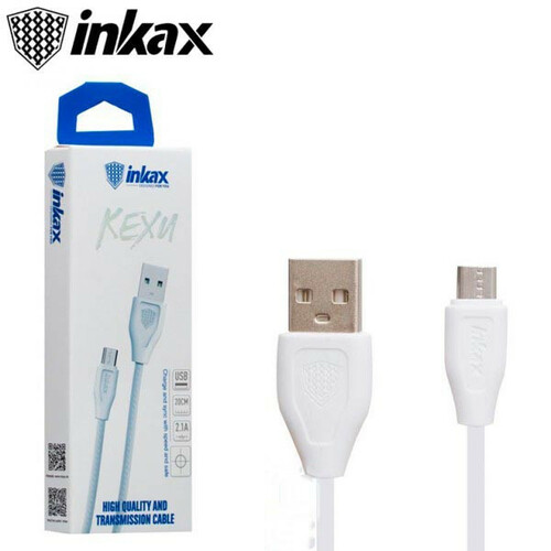 Кабель USB - micro USB Inkax CK-21 пвх белый круглый 2.1A 0,2 м.