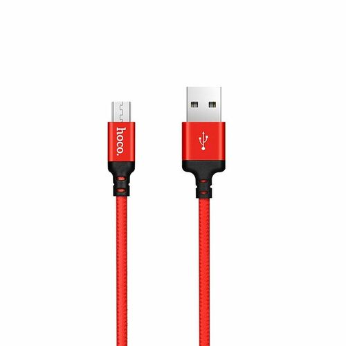 Кабель USB - micro USB HOCO X14 текстиль красный круглый 2A 2 м.