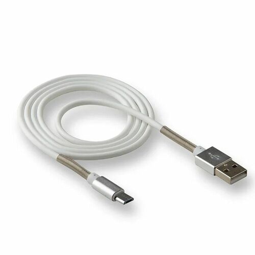 Кабель USB - micro USB Walker C720 пвх белый 2.4A 1 м. с пружиной