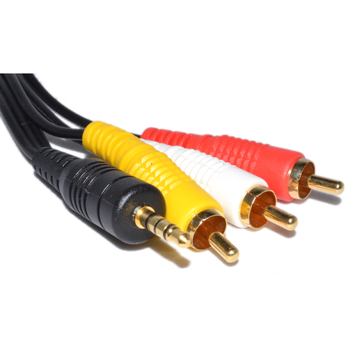 Кабель Jack 3.5(п) - 3 RCA(п) No brand пвх черный 1,5 м.