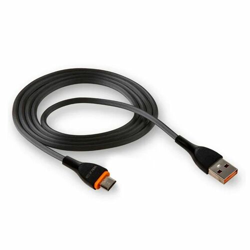 Кабель USB - micro USB Walker C565 прорезиненный черный 2.4A 1 м.