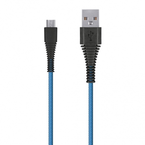 Кабель USB - micro USB Smartbuy Carbon пвх синий круглый 2A 1 м. (iK-10n-2)