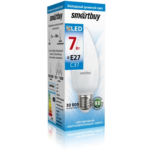Лампочка светодиодная Smartbuy C37 E27 7W дневной свет