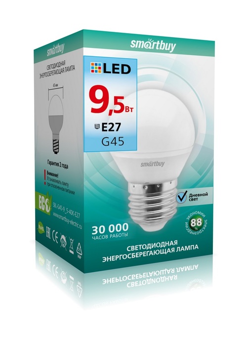 Лампочка светодиодная Smartbuy G45 E27 9,5W дневной свет