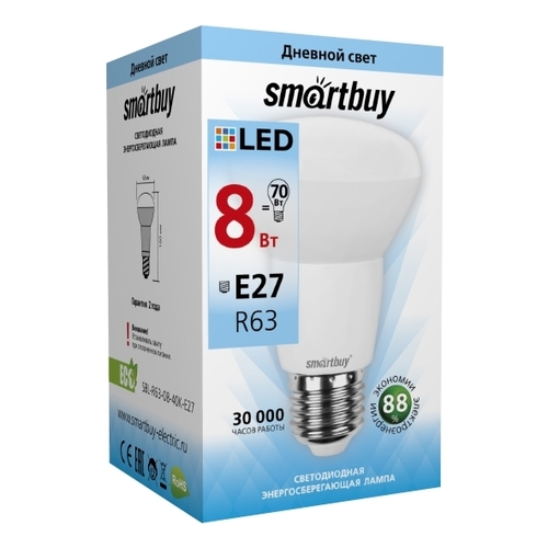 Лампочка светодиодная Smartbuy R63 E27 8W дневной свет