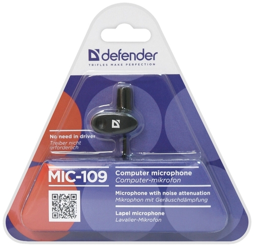 Микрофон Defender MIC-109 компьютерный, петличный, Jack 3.5, черный