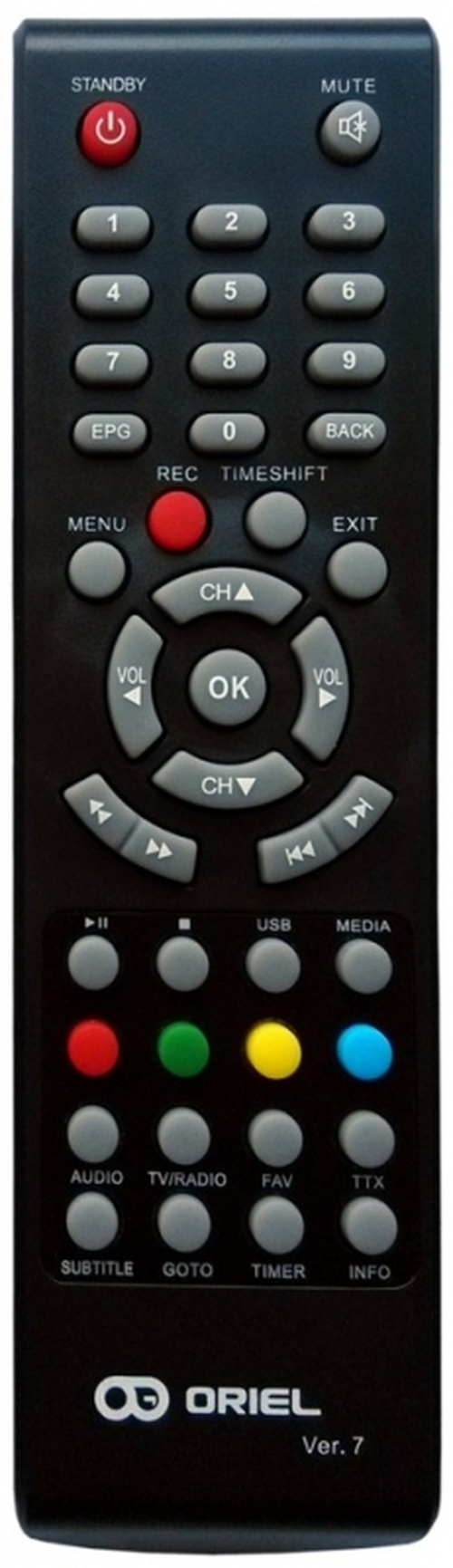 Пульт дистанционного управления для ТВ-приставки ORIEL ПДУ-7 (для моделей 710/720/740/750/751/821/825/840/870/910/920/950)