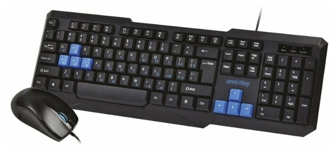 Комплект клавиатура + мышь Smartbuy ONE SBC-230346-KB проводной мультимедийный черный синие клавиши