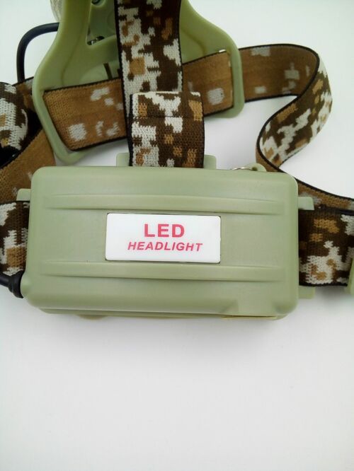 Фонарик налобный No brand HT-735 1+1 LED 2*18650 камуфляж зеленый 1 LED желтый - 2