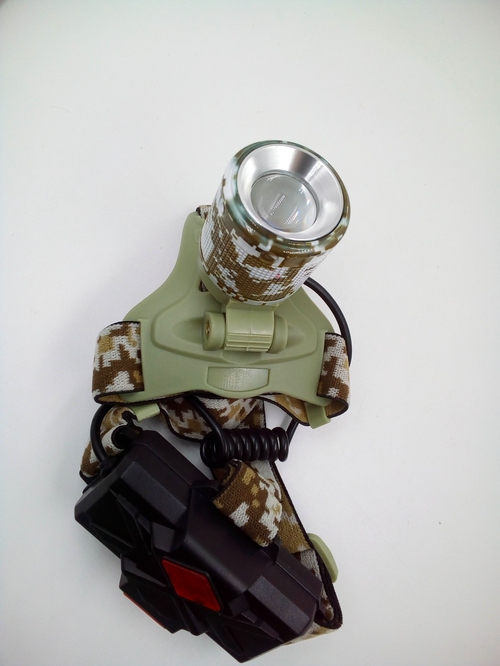 Фонарик налобный No brand HT-735 1+1 LED 2*18650 камуфляж зеленый 1 LED желтый - 4