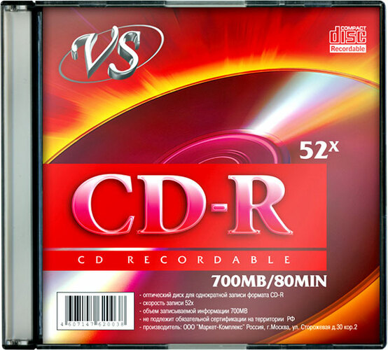 Диск VS CD-R 700Mb 52x slim/5