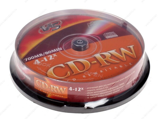 Диск VS CD-RW 700Mb 4-12x cake/10