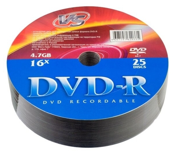 Диск VS DVD-R 4,7GB 16x sp/25