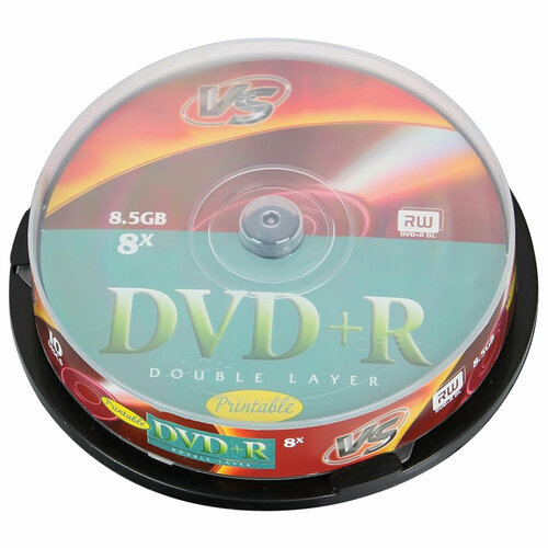 Диск VS DVD+R 8,5GB 8x cake/10 двухслойный print
