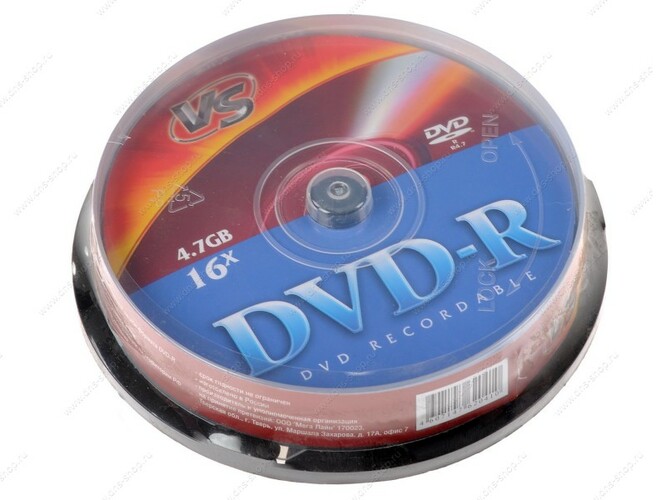 Диск VS DVD-R 4,7GB 16x cake/10