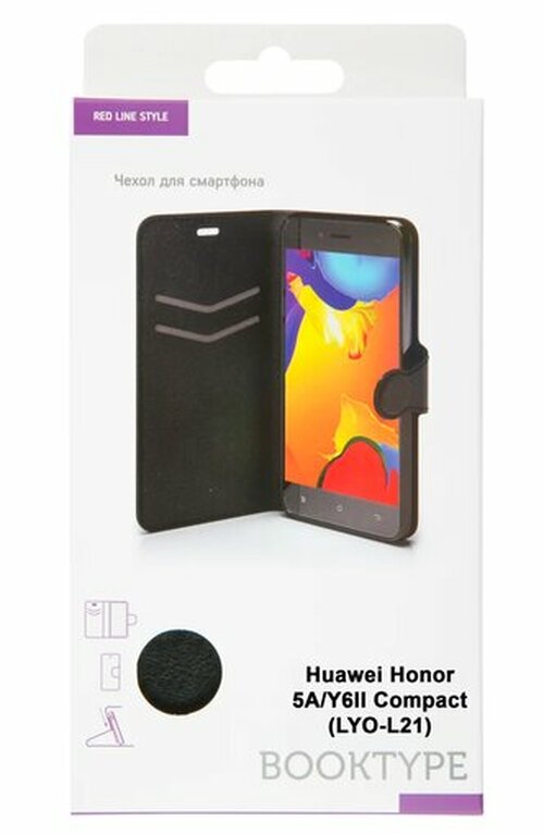 Чехол-книжка Huawei Honor 5A/Y5II/Y5 2/Y5 2016 черный горизонтальный RedLine Book Type