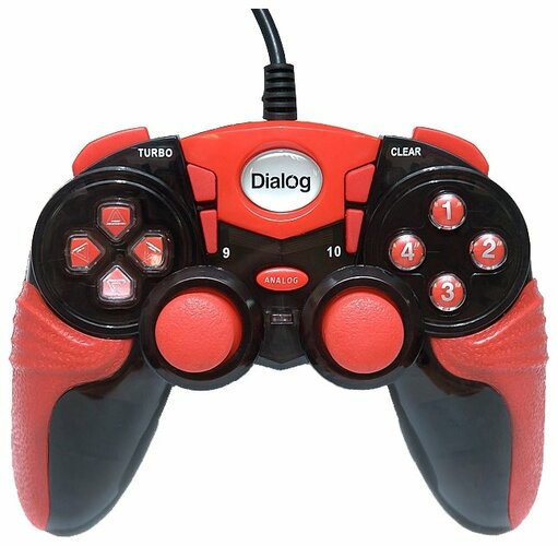 Геймпад Dialog GP-A15 проводной PC черно-красный 12 кнопок, 2 стика, вибро