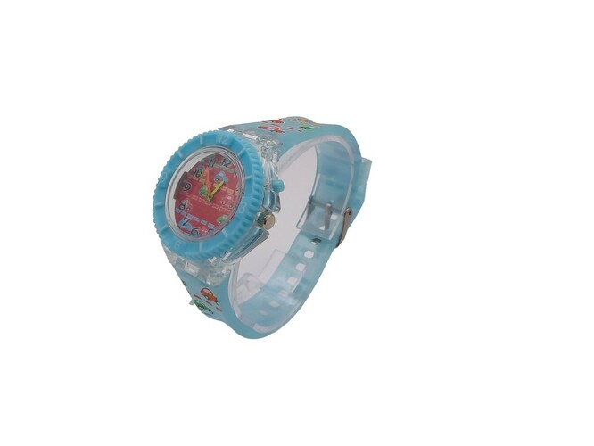 Наручные часы детские кварцевые Принт Машинки голубой силиконовый ремешок