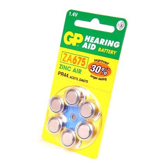 Батарейка GP ZA675/PR44 BL6 воздушно-цинковая для слуховых аппаратов