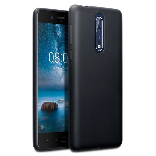 Накладка Nokia 8 2017 черный матовый 0.8мм силикон Однотонный