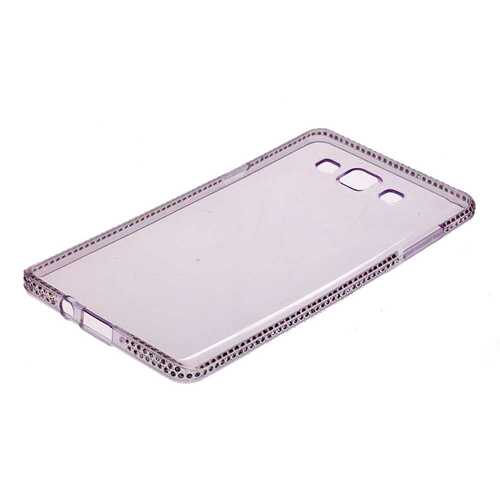 Накладка Samsung J1 2015 фиолетовый прозрачный силикон Стразы ShenGo