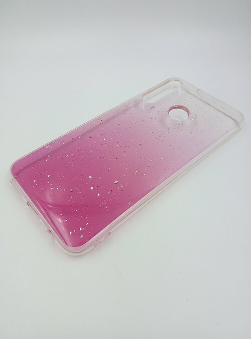 Накладка Huawei Honor 9A розовый прозрачный с фольгой силикон Градиент