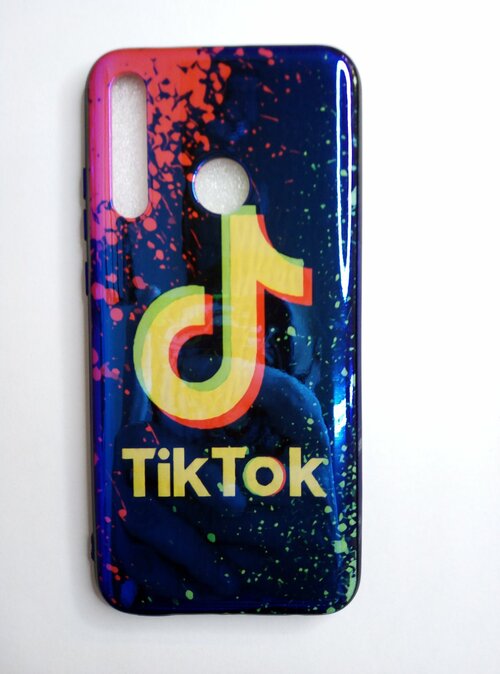 Накладка Samsung M21/M30s черно-розовый перламутр силикон Соцсети TikTok
