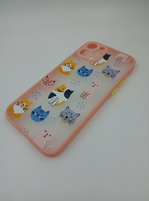 Накладка Apple iPhone 12 Pro полупрозрачный бампер розовый силикон+пластик Животные Коты/Кошки