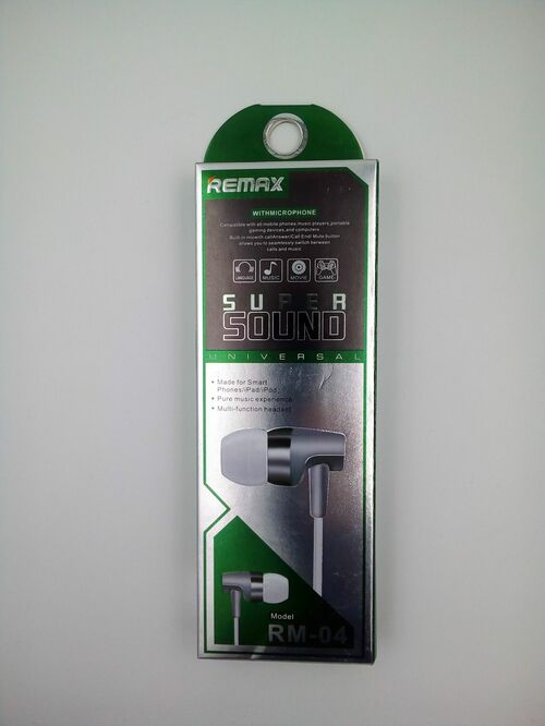 Наушники Remax RM-04 вакуумные, проводные, Jack 3.5, микрофон, черный