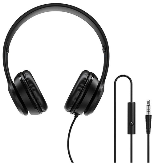 Наушники Borofone BO5 накладные, проводные, Jack 3.5, микрофон, черный - 2