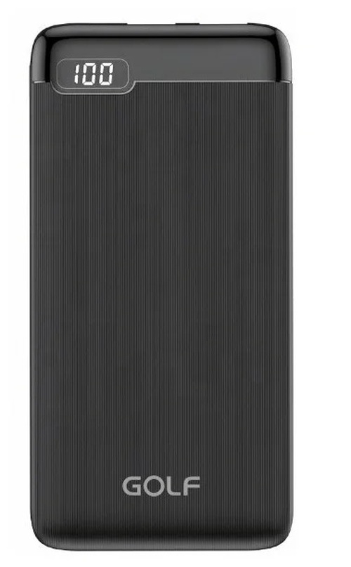 Внешний аккумулятор 10000 mAh Perfeo GOLF LCD21 2USB+Type-C черный LED