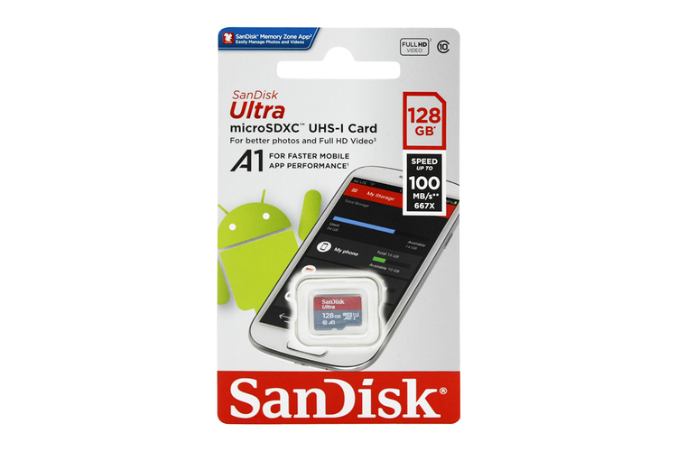 Карта памяти micro SD Sandisk 128GB Класс 10 Ultra 100 Mb/s без адаптера