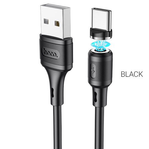 Кабель USB - Type-C HOCO X52 силикон черный круглый 2.4A 1 м. магнитный