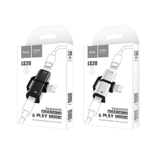 Переходник 8 pin lightning-2*8 pin lightning Hoco LS20 черный