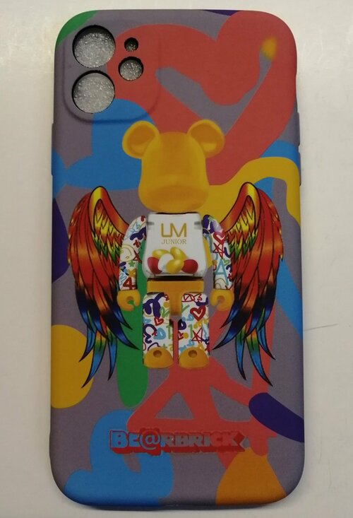 Накладка Apple iPhone 13 Pro Max colorful фосфорный силикон Игрушки Медвежонок Bearbrick с защитой камеры
