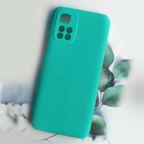 Накладка Xiaomi Redmi 10 бирюзовый с защитой камеры Silicone Case без лого