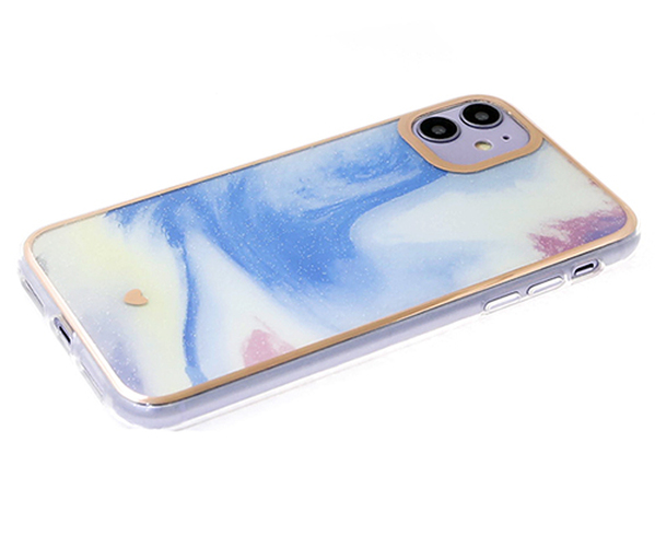 Накладка Apple iPhone 11 Pro желто-голубой бампер золото силикон Мрамор