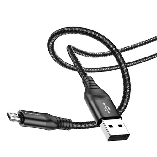 Кабель USB - micro USB Borofone BX56 текстиль черный круглый 2.4A 1 м.