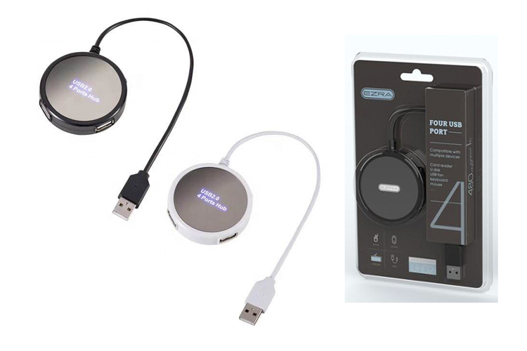 USB разветвитель EZRA UH02 4 порта, USB 2.0, белый